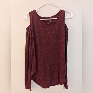 Hollister Burgundy Cold Shoulder Blouse